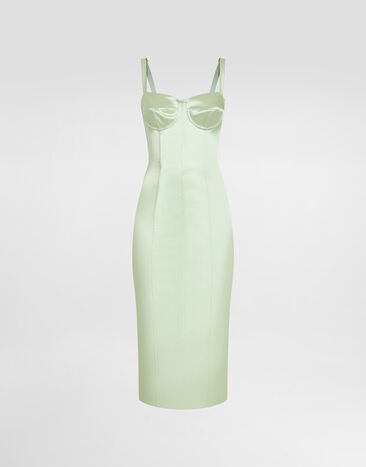 Dolce & Gabbana فستان من ساتان مطاطي Green F6DIHTFURAD