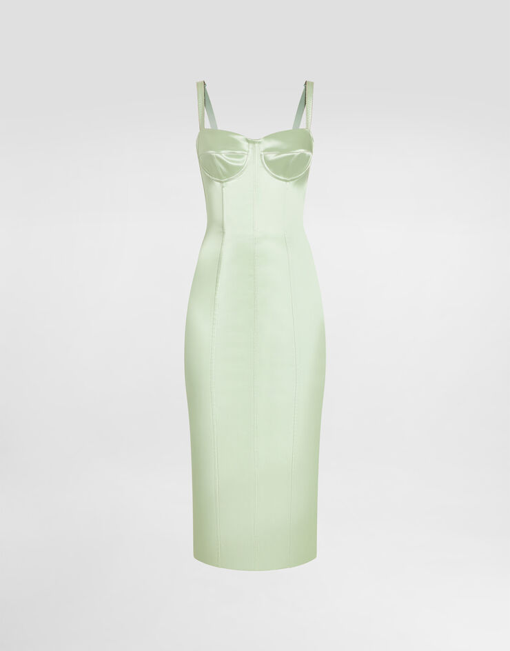 Dolce & Gabbana فستان من ساتان مطاطي Green F6DIHTFURAD