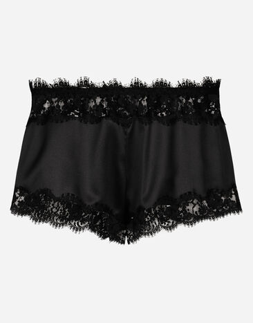 Dolce & Gabbana Satin lingerie shorts with lace detailing Black O3C09TONO13