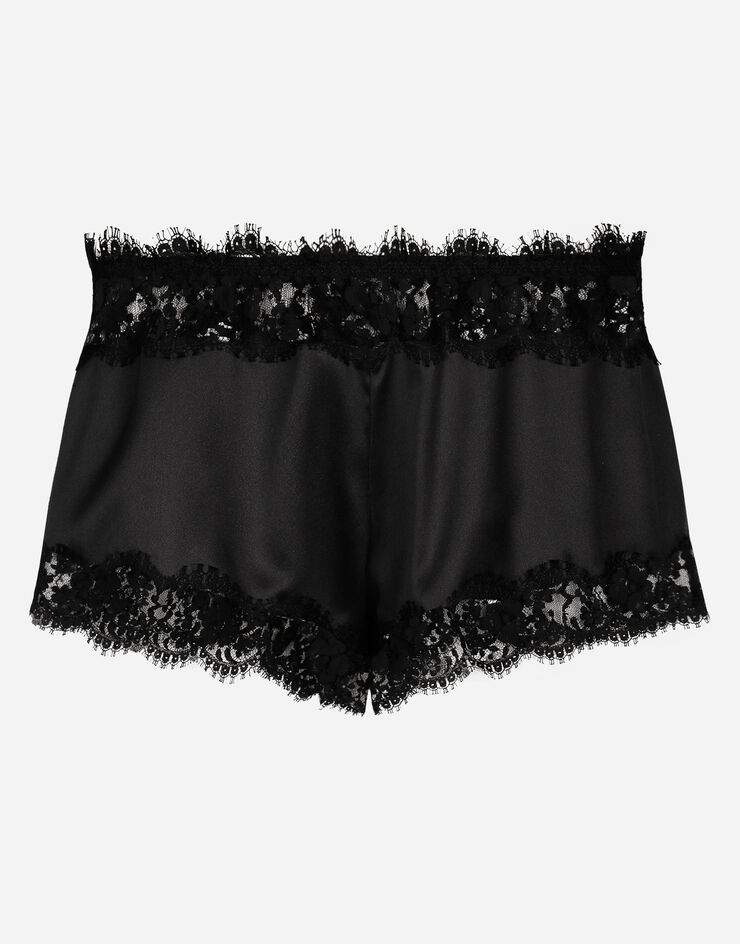Dolce & Gabbana Satin lingerie shorts with lace detailing Black O3C09TONO13