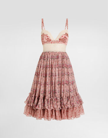 Dolce & Gabbana 小花束印花雪纺连衣裙 Multicolor F60H0TIS10F