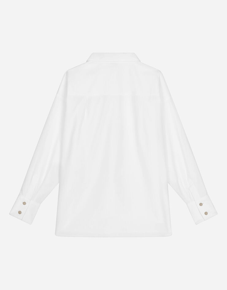 Dolce&Gabbana Long-sleeved poplin shirt with DG logo White L55S98FU5HW