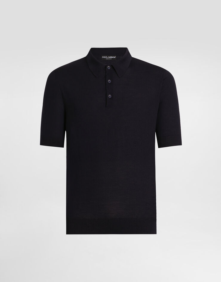 Dolce & Gabbana Fine-gauge wool polo shirt Blue GXZ02TJDVBV