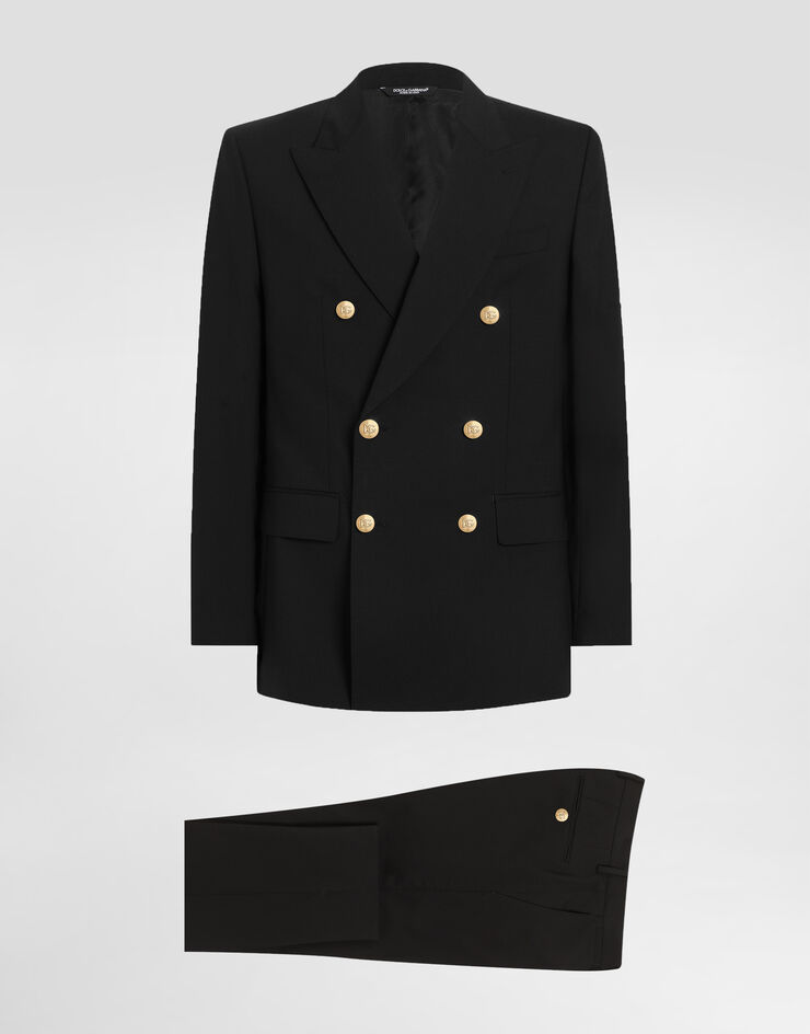 Dolce & Gabbana Zweireihiger Anzug Martini aus Wolle Schwarz GKPRMTGJ076