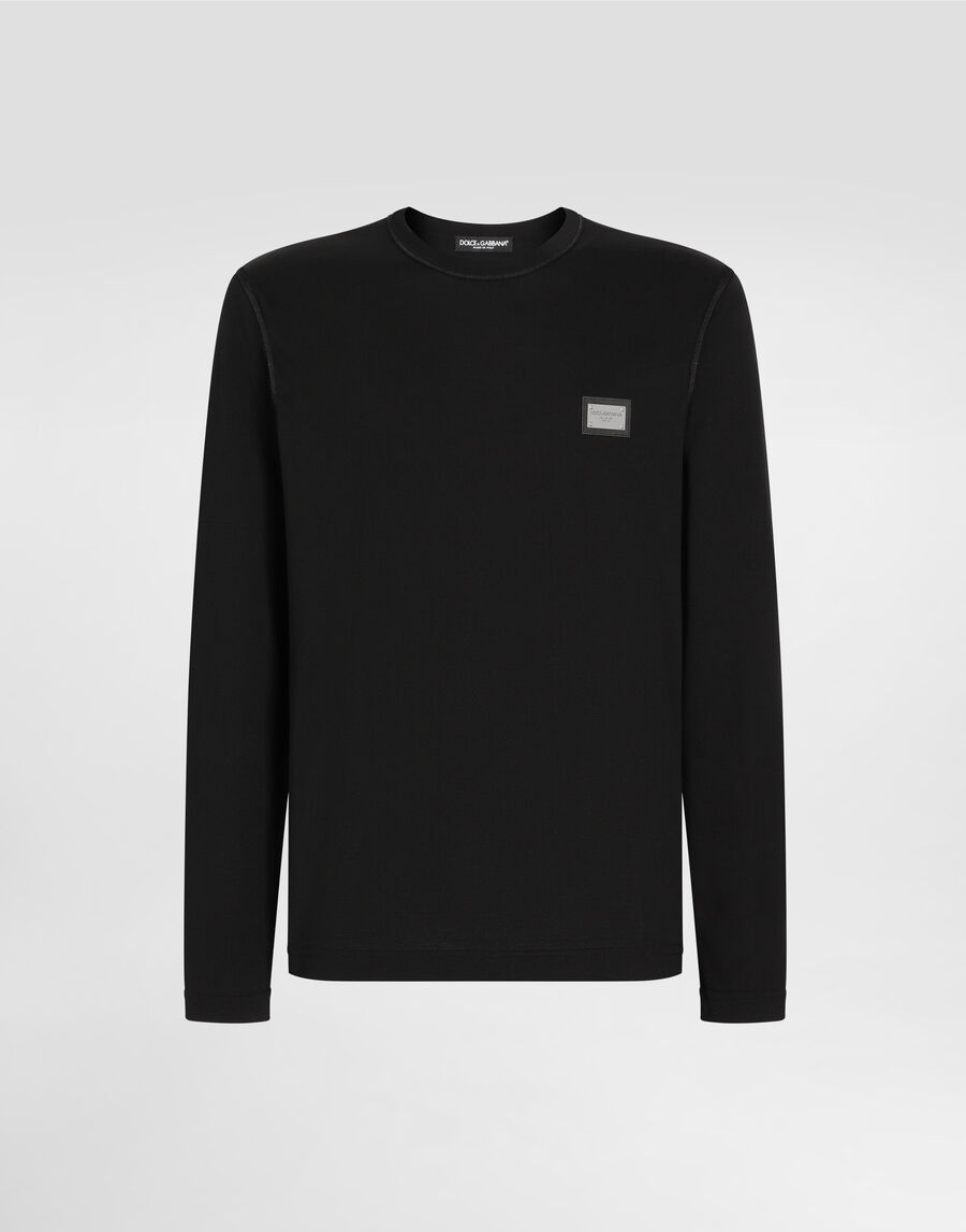 Long-sleeved T-shirt with logo tag