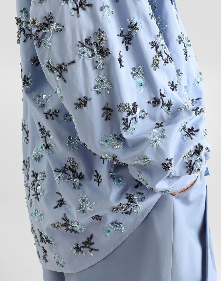 Dolce & Gabbana Cotton shirt with embroidery Azure G5OF5ZGK237
