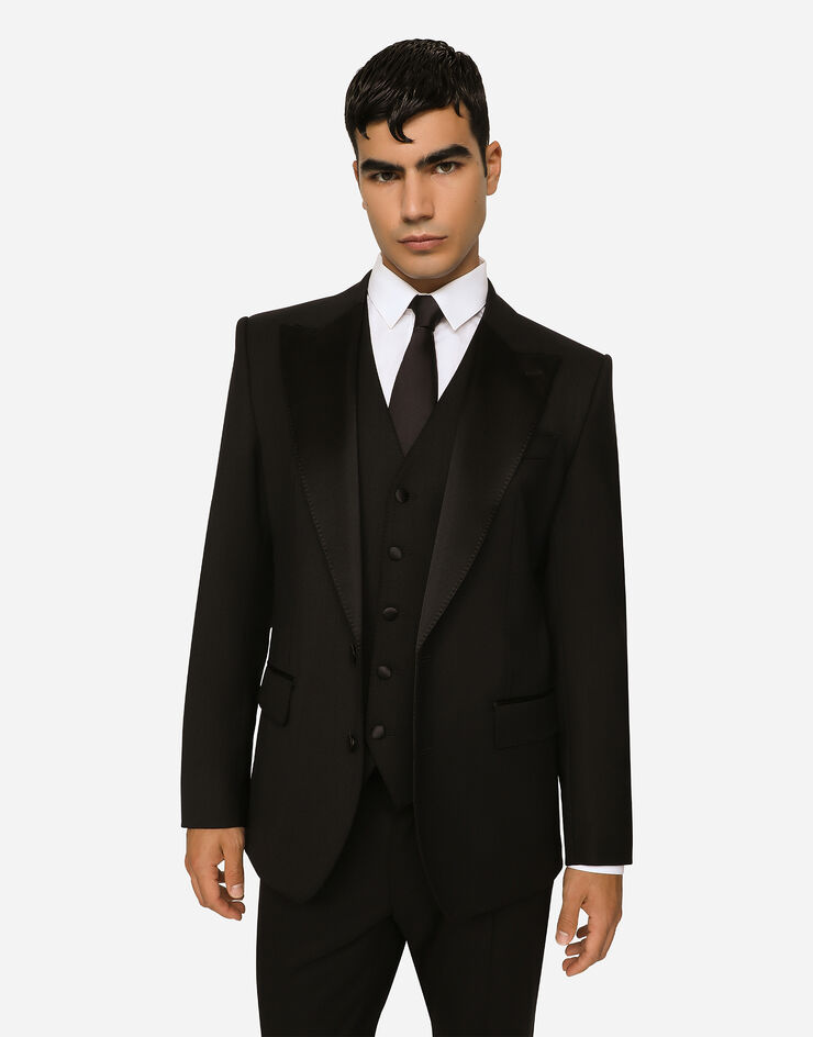 Dolce & Gabbana Three-piece Sicilia-fit suit in stretch wool Negro GKPUMTFUBE7