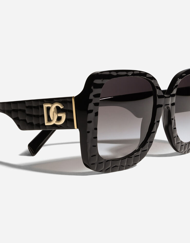 Dolce & Gabbana DG Crossed Sunglasses Black texture cocco VG4513VP88G
