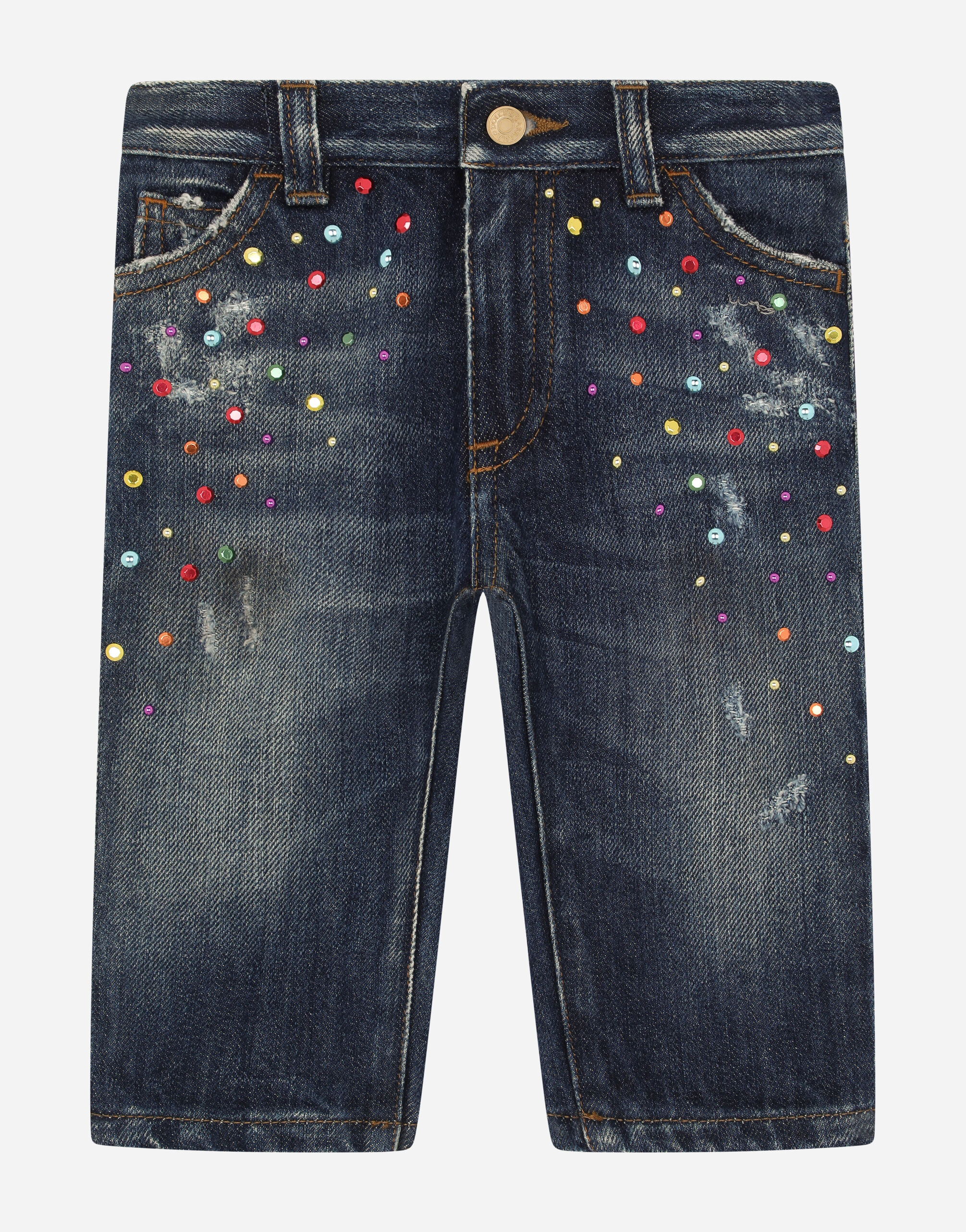 Jeans with multi colored studs en Bleu pour femme Dolce Gabbana