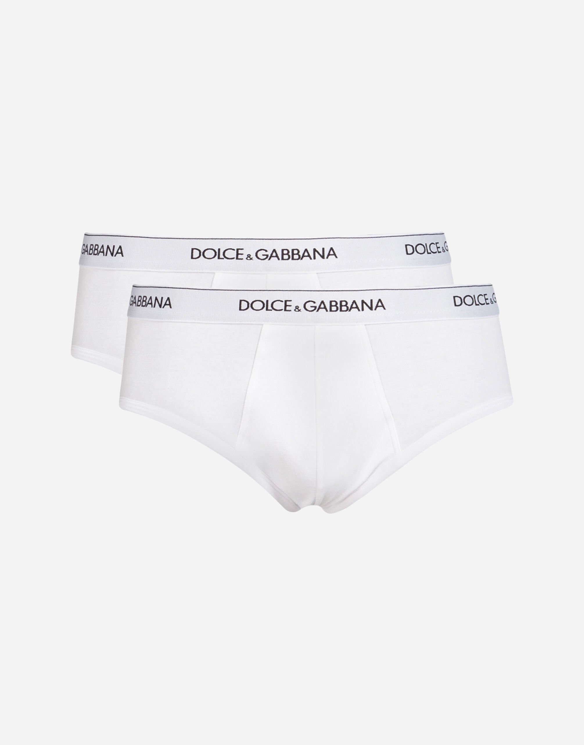Dolce & Gabbana Zweierpack Slip Brando Baumwollstretch Schwarz M9C03JONN95