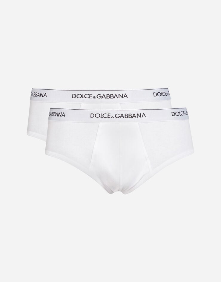 Dolce & Gabbana حزمة من اثنين سروال بكيني براندو من قطن مرن أبيض M9C05JONN95