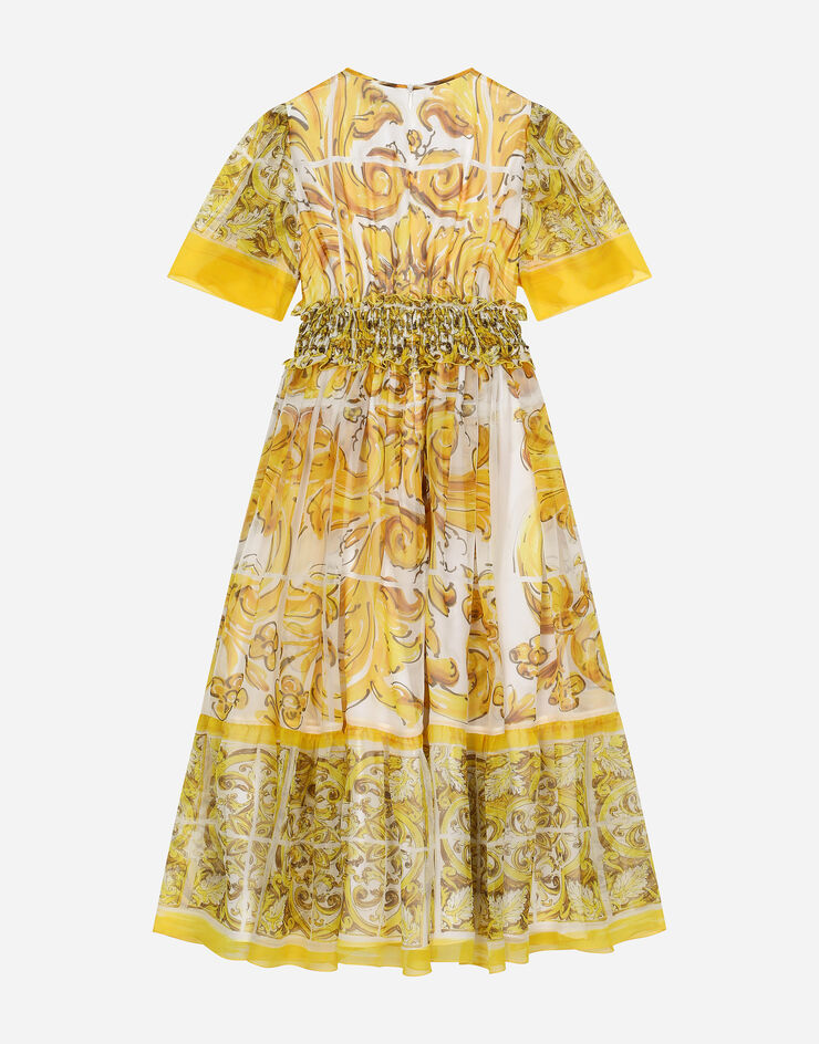 Dolce & Gabbana Chiffon dress with yellow majolica print Print L53DW5HI1UF