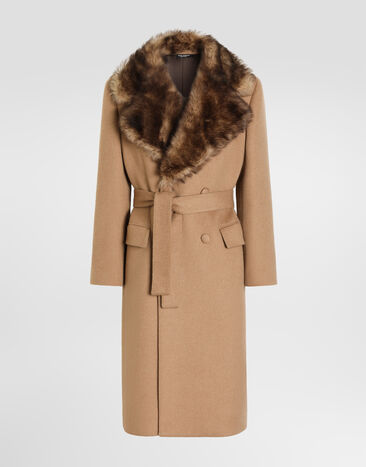Dolce & Gabbana Double-breasted coat in double camel Brown G050YZFU2DE