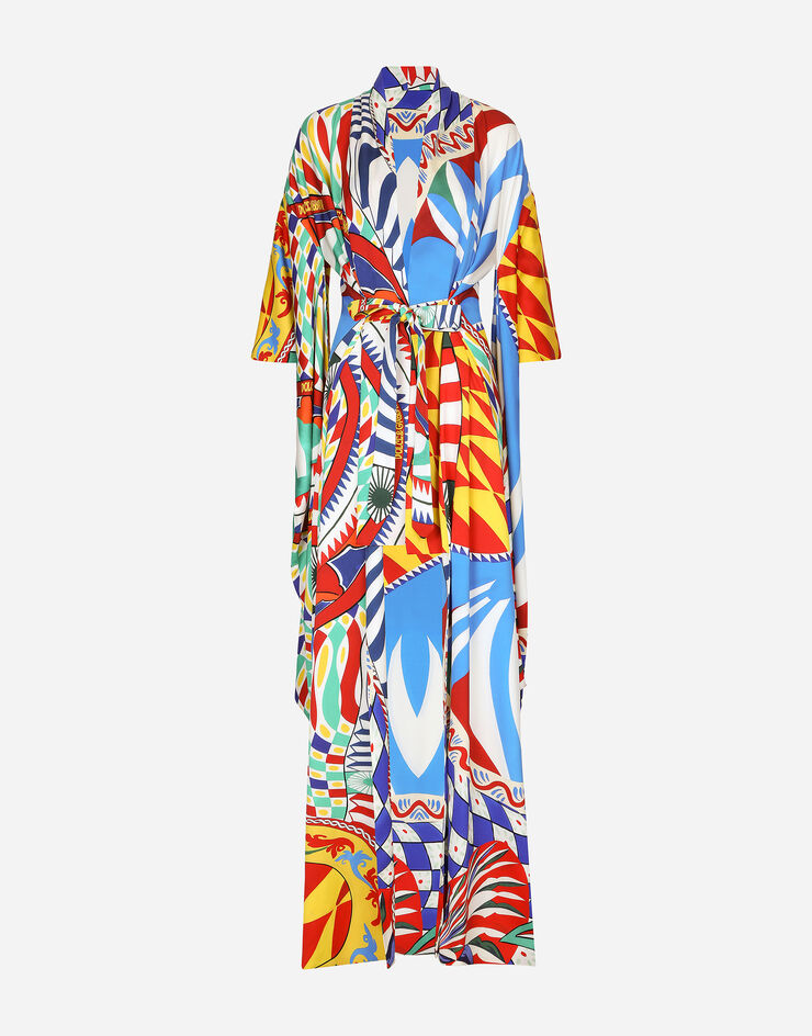 Dolce&Gabbana Carretto-print charmeuse kimono Multicolor F0B7ATHPADZ