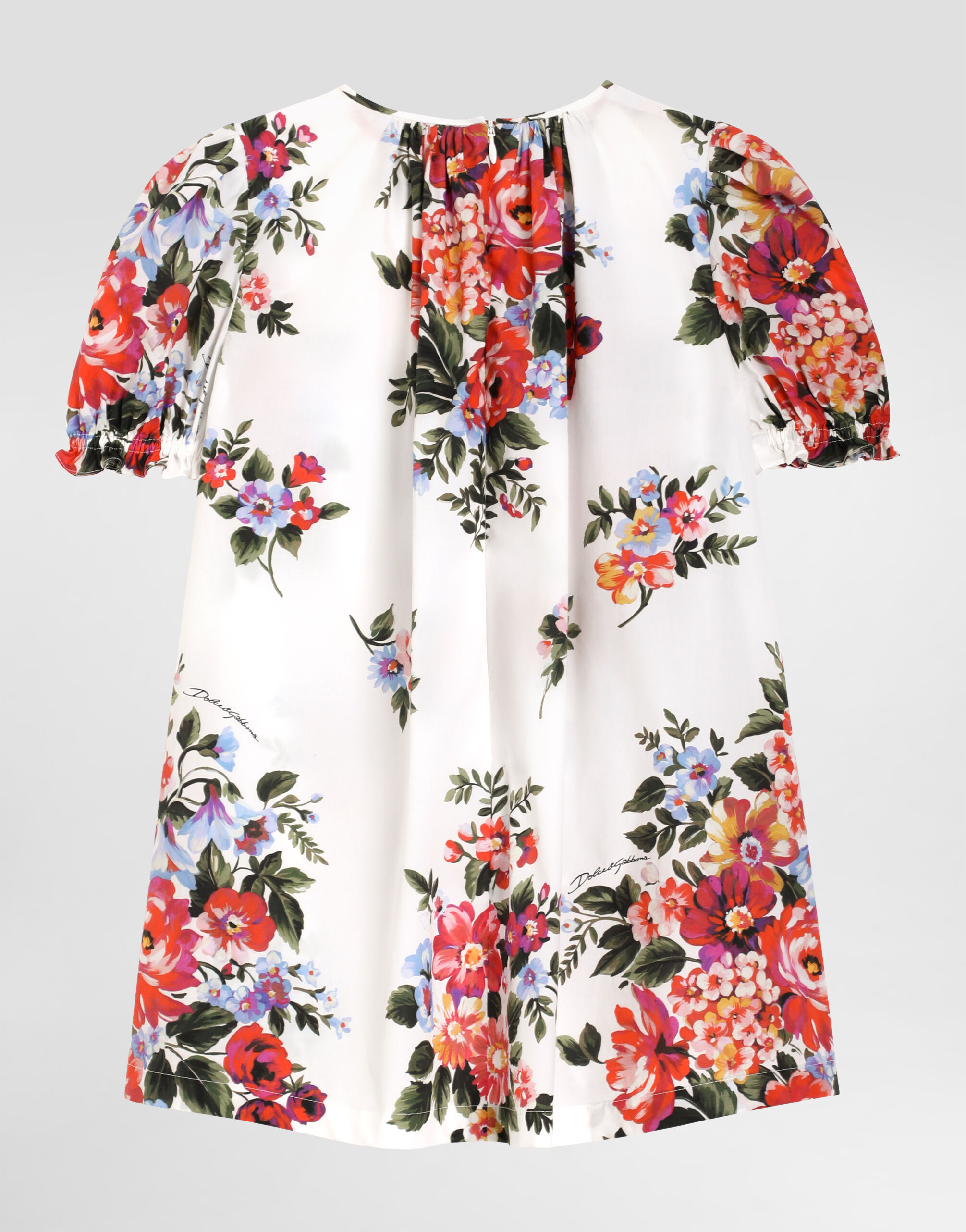 Flower bouquet-print cotton dress in Multicolor for Girls