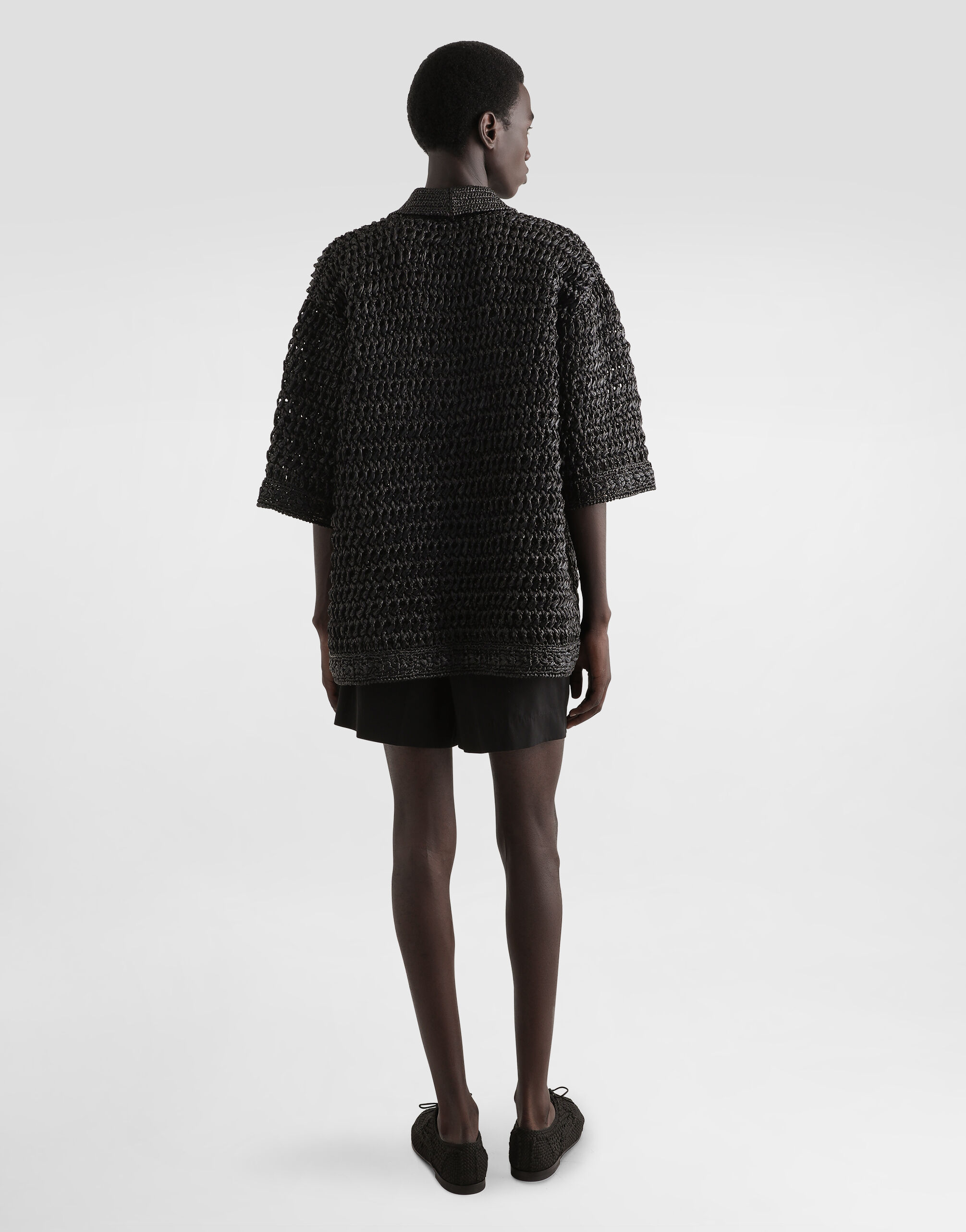 Viscose raffia crochet shirt in Black for Men | Dolce&Gabbana® US