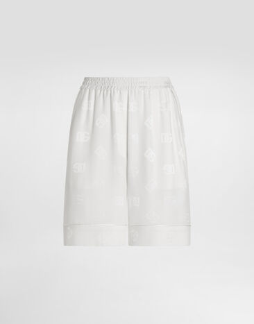Dolce & Gabbana Bermudas en jacquard de raso de seda con motivo integral del logotipo DG Blanco FTAM7TFJ1JO