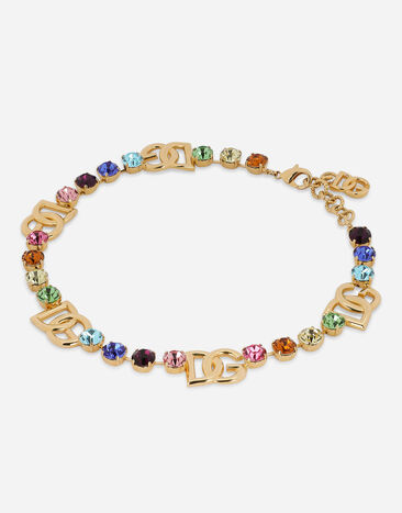 Dolce & Gabbana Short necklace with colorful rhinestones and DG logo Multicolor WNO6C2W1111