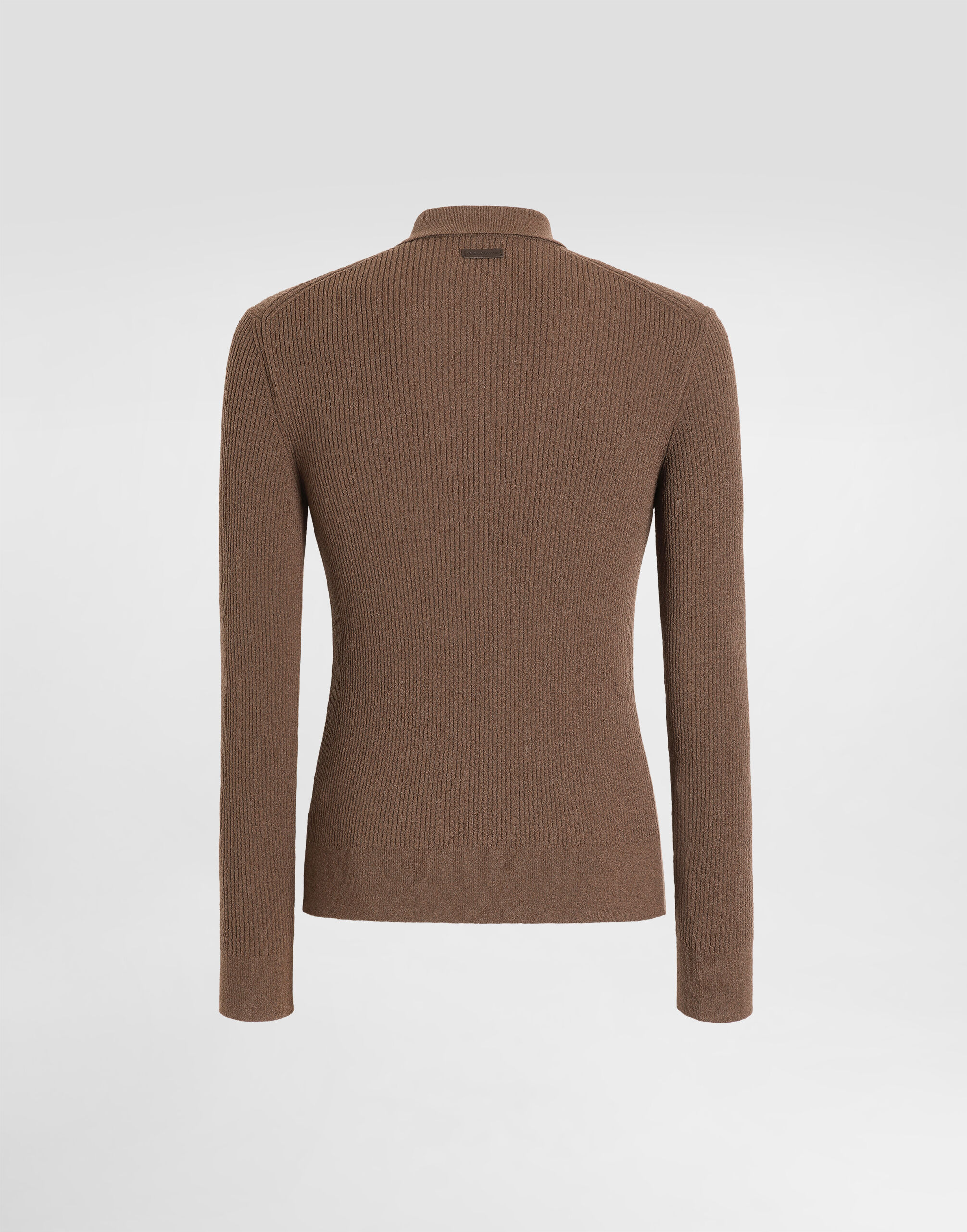 Ribbed wool polo shirt in Brown for Men | Dolce&Gabbana®