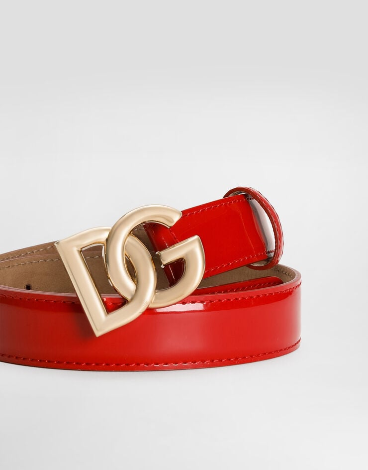 Dolce & Gabbana Polished calfskin belt with DG logo Red BE1447A1037