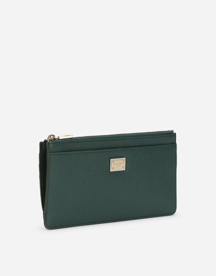 Dolce & Gabbana Portacarte grande in pelle di vitello dauphine Verde BI1265A1001