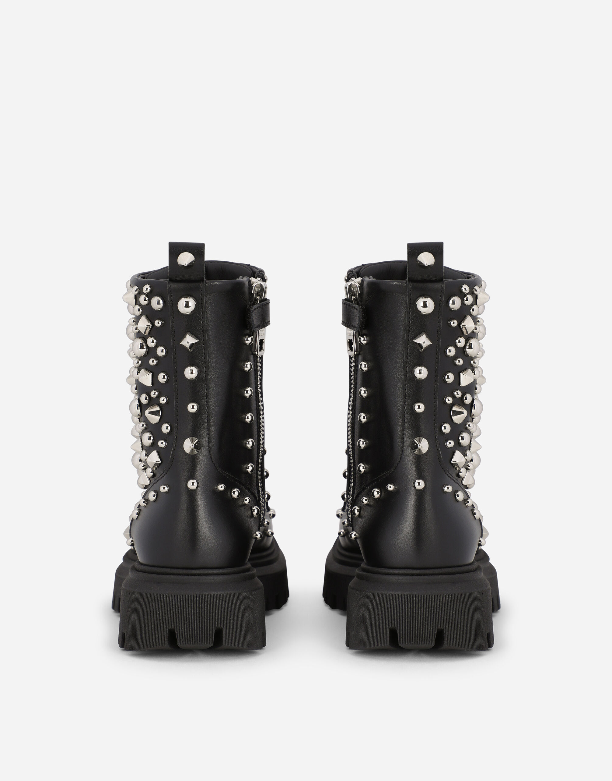 Black studded top combat boots