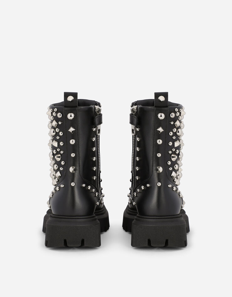 Dolce & Gabbana 铆钉皮革军靴 黑 D11106AV574