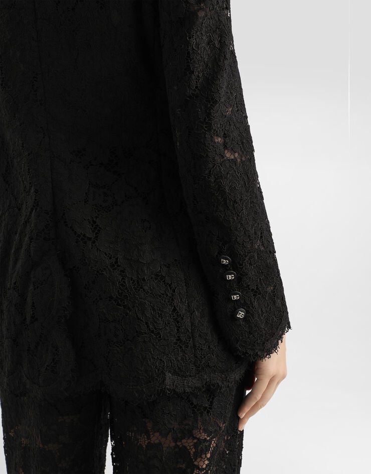 Dolce & Gabbana Branded stretch lace Turlington blazer Black F29TRTFLRE1