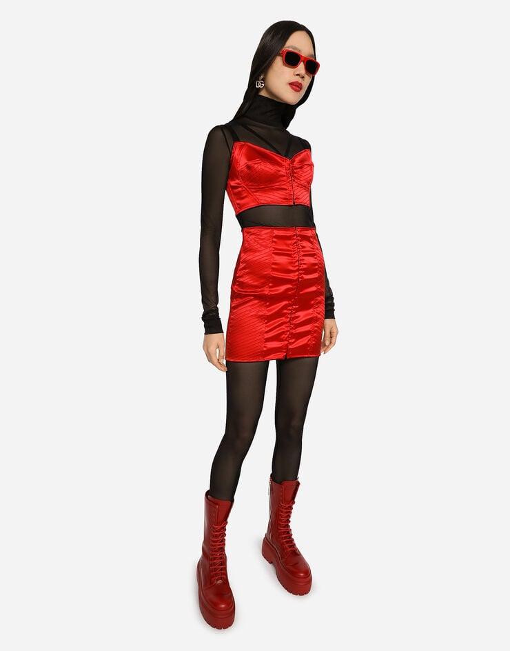 Dolce & Gabbana Minifalda de raso con corchetes Rojo F4CLDTFURAD