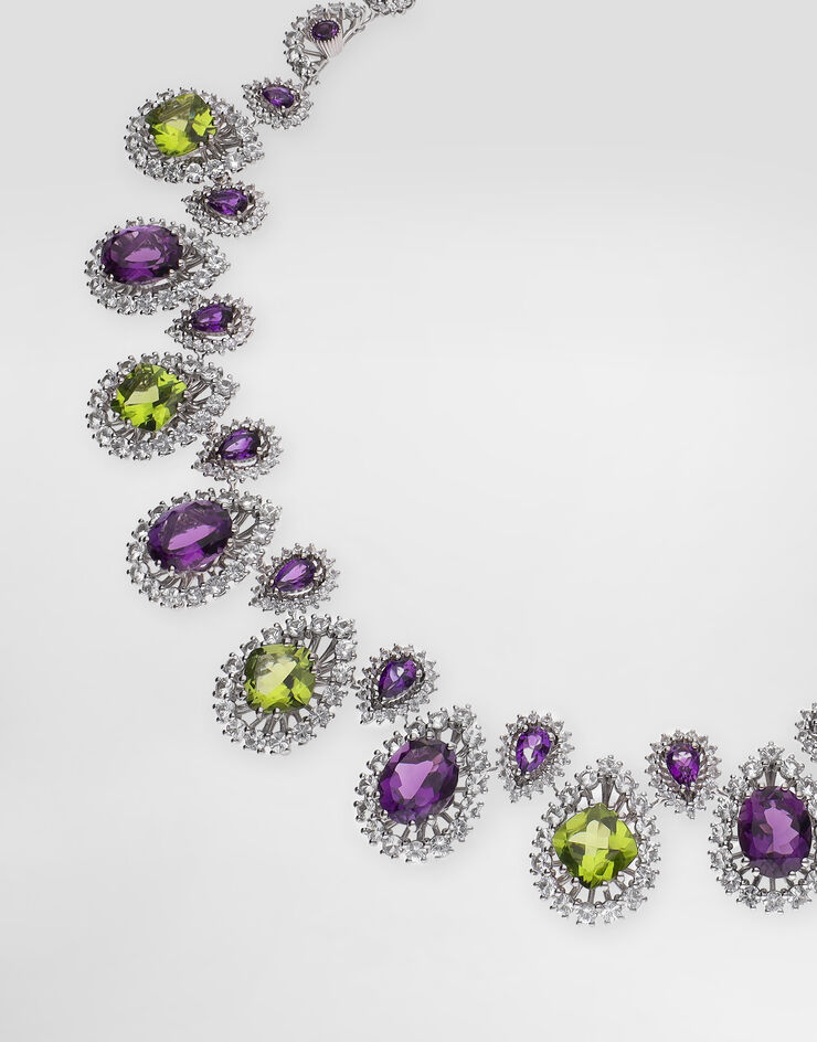 Dolce & Gabbana Eleganza Necklace 18-carat white gold, amethysts, peridots, and sapphires White WNSA4GWAME1