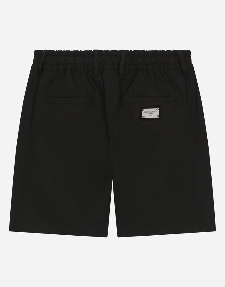 DolceGabbanaSpa Stretch poplin shorts with logo tag Black L42Q95FUFIP