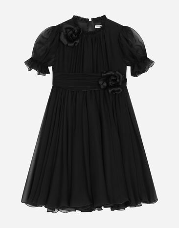Dolce & Gabbana Vestido de manga corta de chifón Negro EB0003AB000
