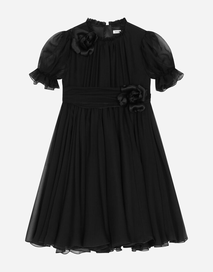 Dolce&Gabbana Short-sleeved chiffon dress Black L53DR3G7K5I