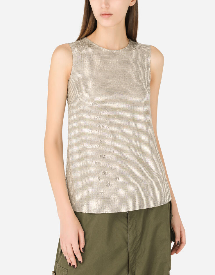 Dolce & Gabbana Tank top with fusible rhinestones Crystal F71F8ZGDG96