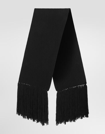 Dolce & Gabbana Virgin wool english rib-knit scarf Black GX76KTJDVNS