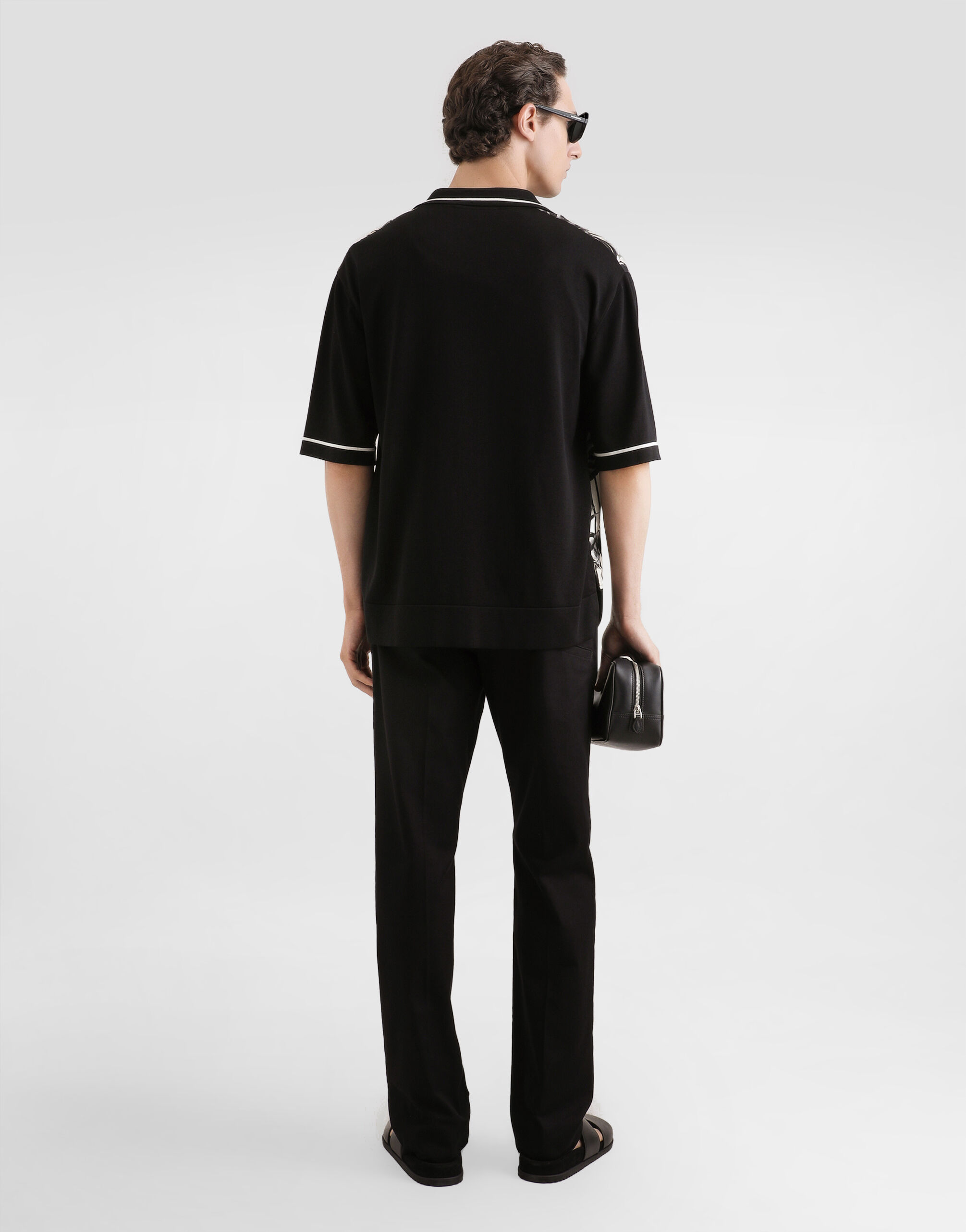 Cotton gabardine trousers in Black for Men | Dolce&Gabbana®