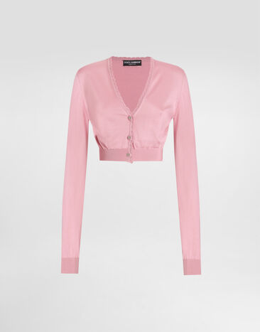 Dolce & Gabbana Cropped silk cardigan Pink FXV84TJBSLJ