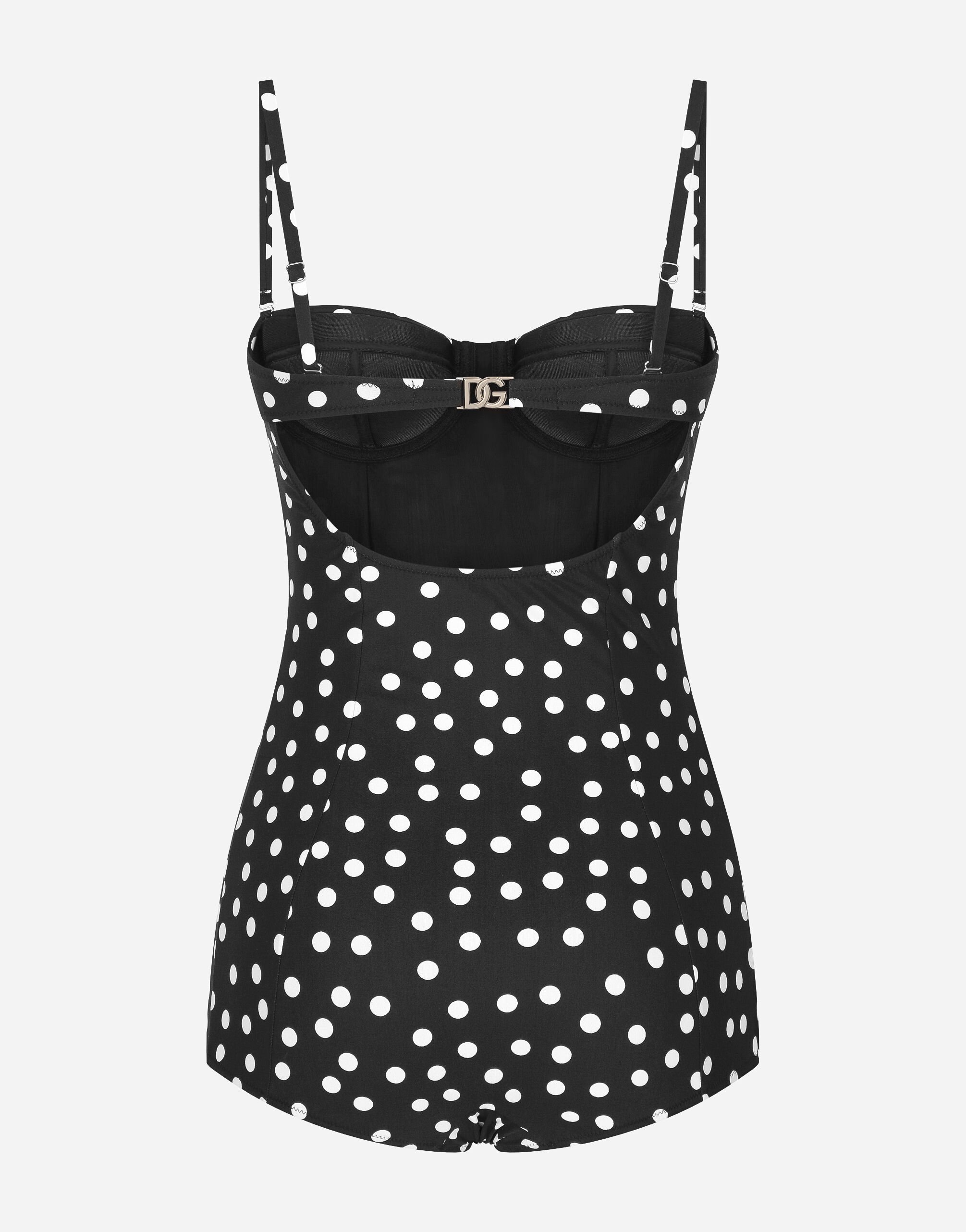 プリのウィメンズ ドットプリント バルコネット ワンピース スイムスーツ | Dolce&Gabbana®