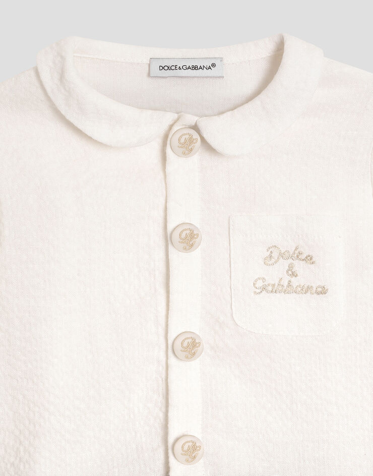 Dolce & Gabbana Linen romper with embroidery Multicolor L12O04G7PSZ