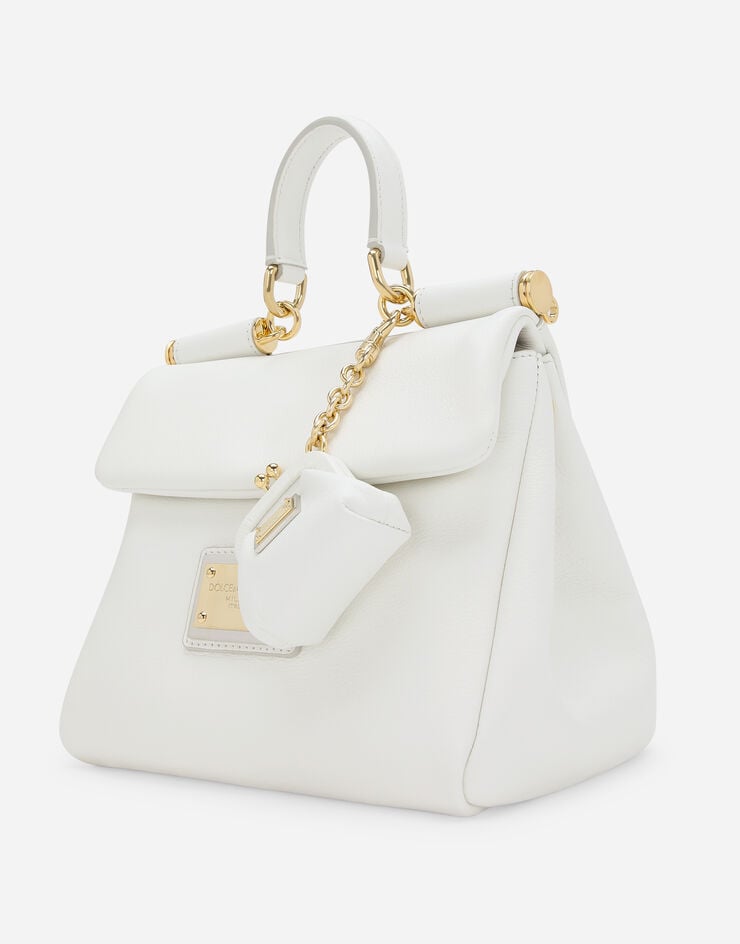 Dolce & Gabbana Small calfskin Sicily soft bag White BB7400AG642