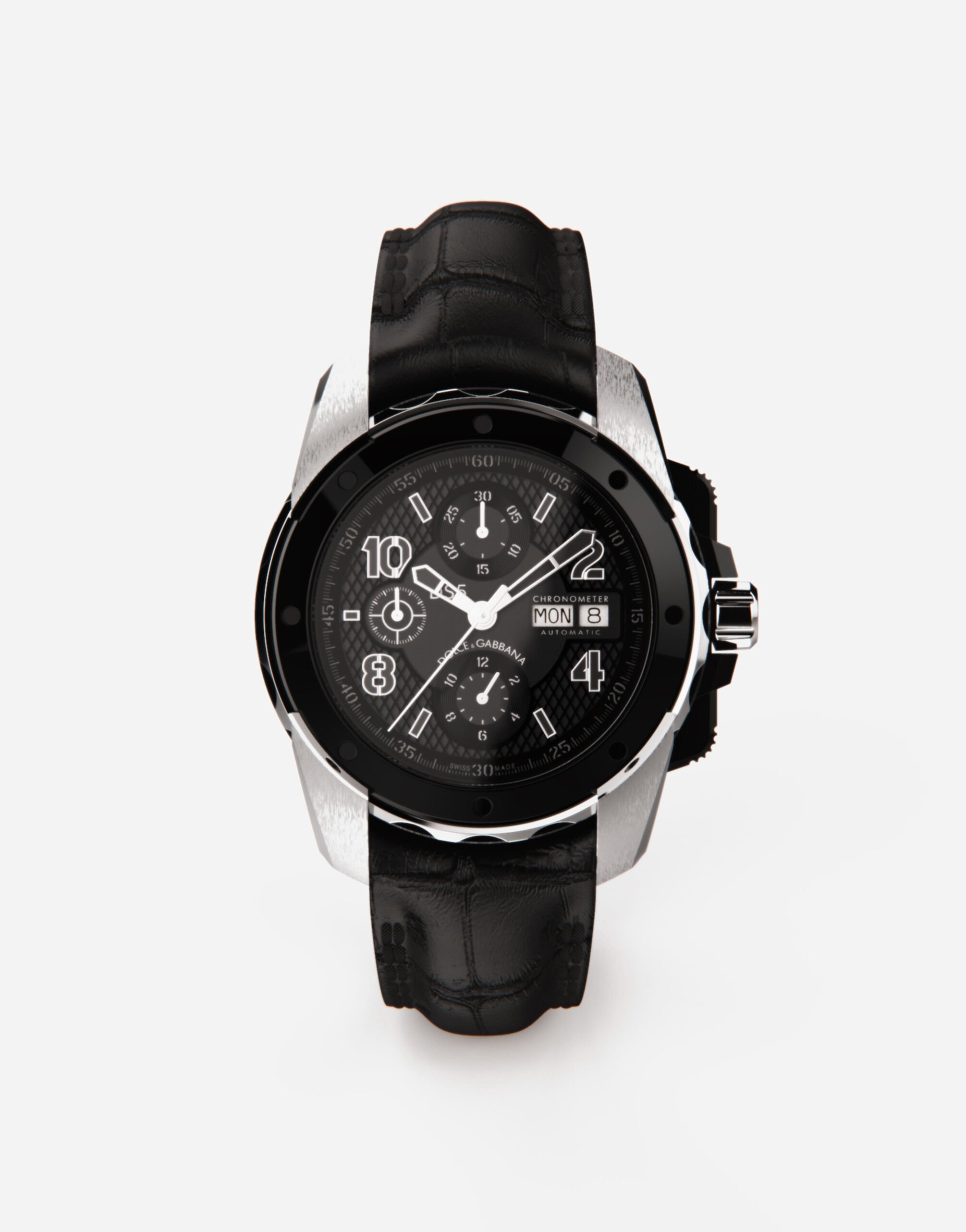 Dolce & Gabbana DS5 watch in white gold and steel with pvd coating Black WWFE1SWW066