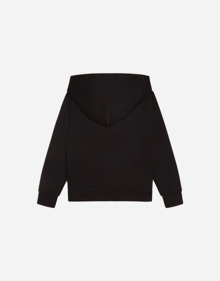 Dolce & Gabbana Jersey hoodie with golden embroidered logo BLACK L4JW3EG7WGG