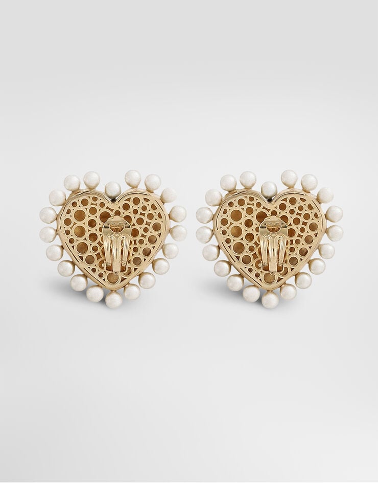 Dolce & Gabbana Heart earrings with beaded detailing Dolce & Gabbana Heart earrings with beaded detailing Gold WEQ6L8W1111