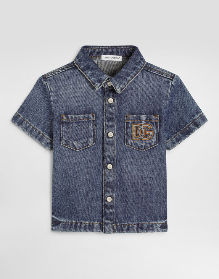 Dolce & Gabbana Denim shirt with logo Blue L15S05LDE06