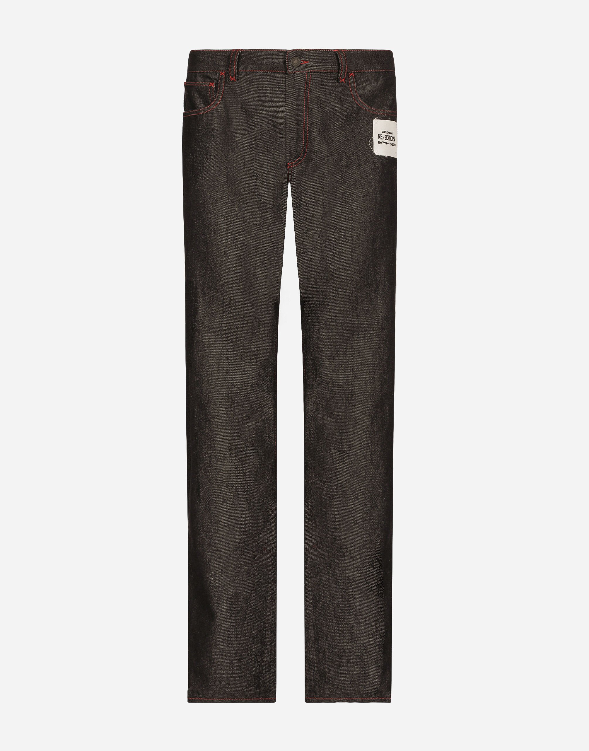 Dolce&Gabbana Double-face denim and flannel pants Brown G9AKKLHULS1