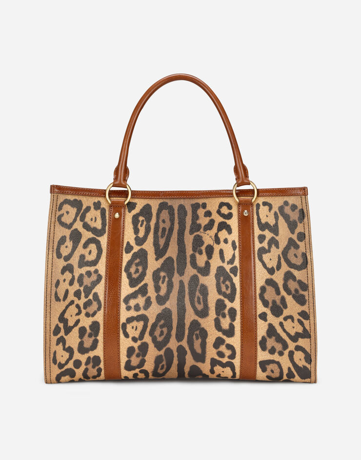 Dolce & Gabbana Cabas en crespo à imprimé léopard avec plaquette à logo Multicolore BB2213AW384