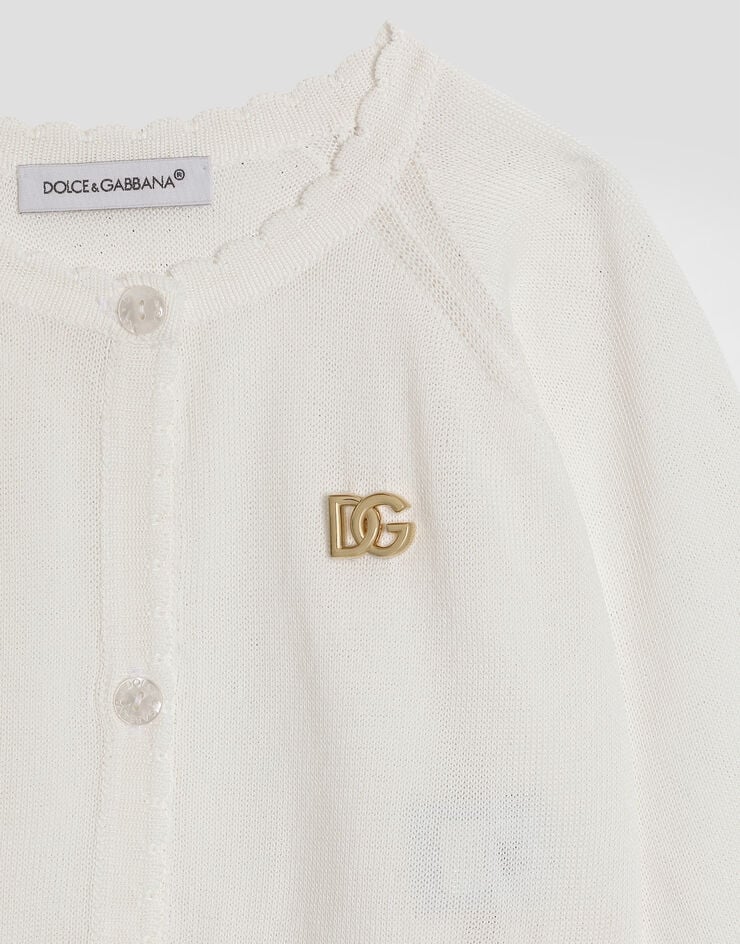 Dolce & Gabbana Satin viscose cardigan with caps White L2KWMDJAIRU