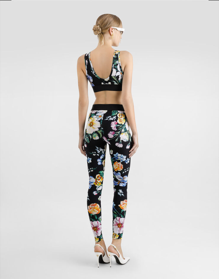 Dolce & Gabbana 花卉印花平纹针织运动文胸上衣 版画 F777YTFSG8L