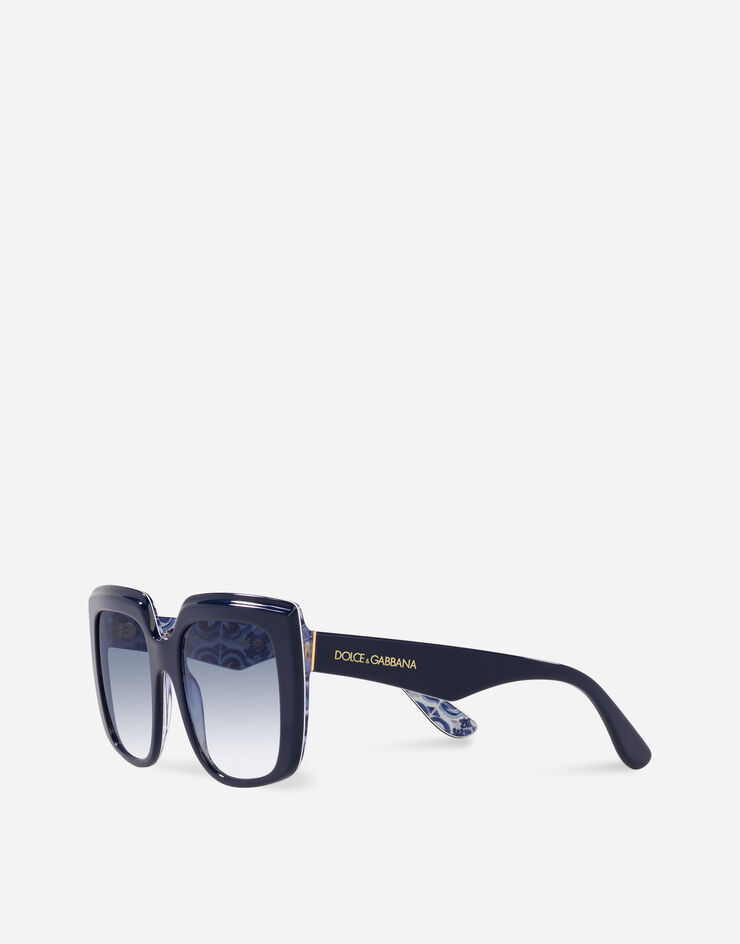 Dolce & Gabbana Солнцезащитные очки New Print Синий цвет с принтом майолики VG4414VP419