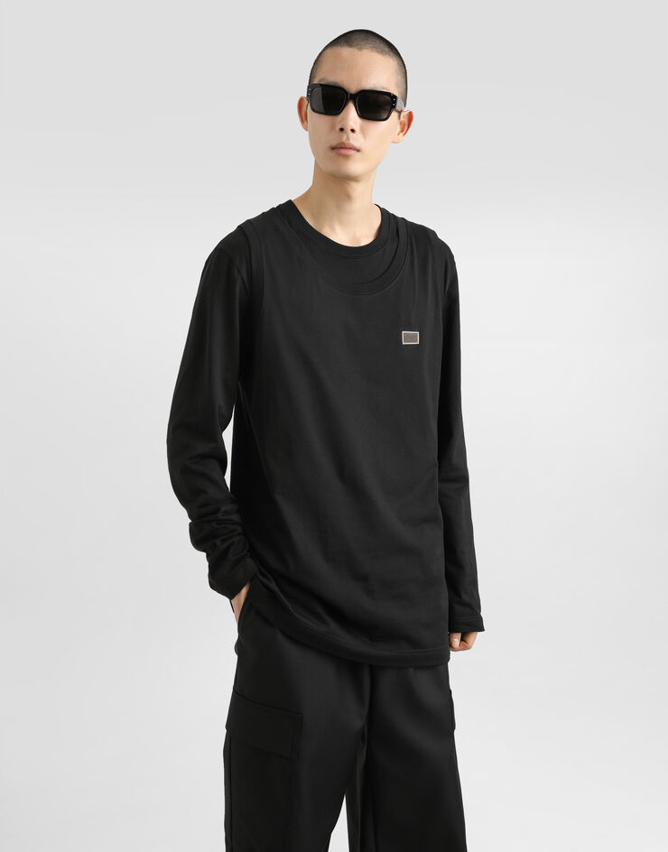Dolce & Gabbana Oversize cotton singlet with tag Black G8QJ5TG7N7A